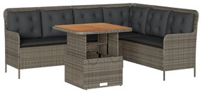 2 részes szürke polyrattan kerti kanapészett párnákkal