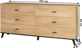 Komód, tölgyfa lefkas/fekete, SIRAN TYP 5