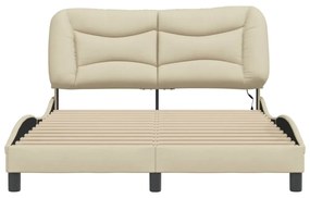 krémszínű szövet ágykeret LED-ekkel matrac nélkül 120x200 cm