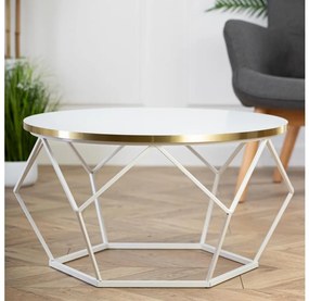 Kávésasztal DIAMOND 40x70 cm arany/fehér