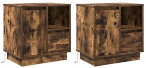 Éjjeli szekrény LED fényekkel 2 db Füstölt tölgy 50x34,5x50 cm