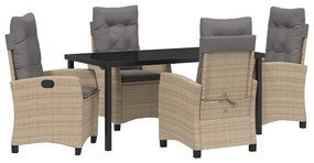 vidaXL Kert étkező szett párnával 5 pcs Bézs polirattan