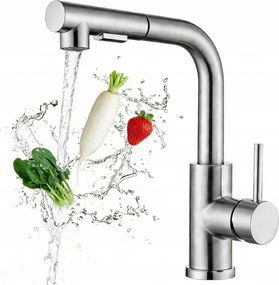 Konyhai Csaptelep Kihúzható Kifolyócsővel Ezüst Álló Konyhai Csaptelep