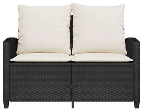 2 személyes fekete polyrattan kerti kanapé asztallal&amp;párnával