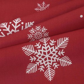 Goldea karácsonyi kör alakú pamut terítő - hópelyhek piros alapon Ø 100 cm