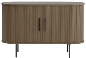 Barna komód tolóajtóval, tölgyfa dekorral 120x76x45 cm Nola – Unique Furniture