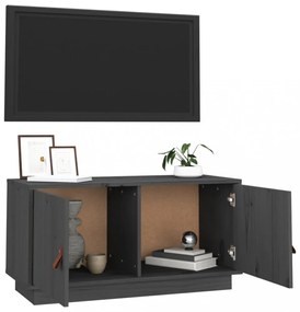 szürke tömör fenyőfa TV-szekrény 80x34x40 cm