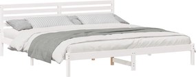 vidaXL Ágykeret fejtámlával Fehér 200 x 210 cm Tömör fenyőfa