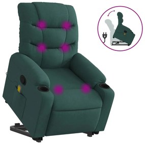 vidaXL sötétzöld szövet dönthető masszázs- és állófotel