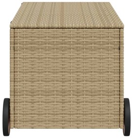vegyes bézs polyrattan kerti tárolóláda kerekekkel 190 L