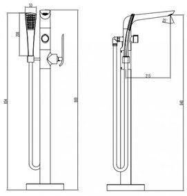 Rundo Solo térben álló kádtöltő csaptelep