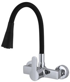 Gamma FlexWall flexibilis fali mosogató / mosdó csaptelep zuhanyfejjel - fekete / króm