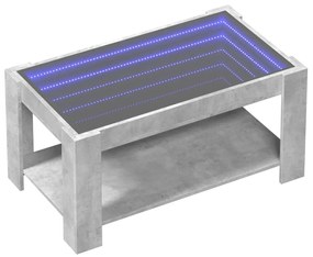 betonszürke szerelt fa dohányzóasztal LED-del 93 x 53 x 45 cm