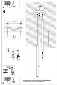 Sollux SL.0471 - Csillár zsinóron PASTELO 3P 3xG9/8W/230V fekete