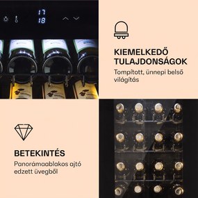 Klarstein Bellevine Deux 39 Flex, borhűtő, 105 l, 34 palack, 2 zóna
