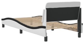 fehér és fekete műbőr ágykeret Dover 90 x 200 cm