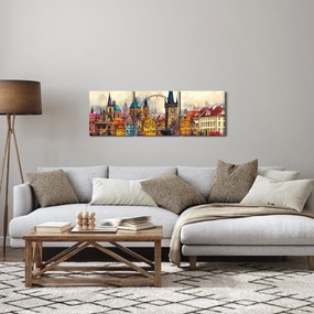 Kép - Ősz a festett városban (órával) (90x30 cm)