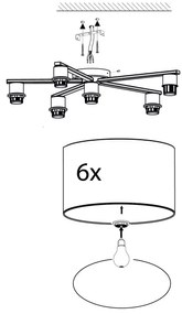 Eglo 98409 - Mennyezeti lámpa PASTORE 6xE27/40W/230V