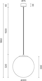 TSUKI L fehér függőlámpa fekete foglalattal, ⌀ 30 cm - Sotto Luce