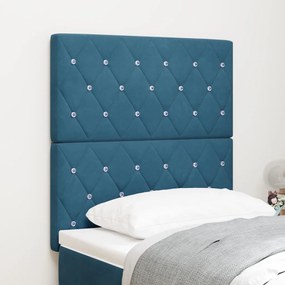 LED Fejléces Ágy Sötétkék 80 cm Bársony