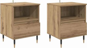 vidaXL Éjjeliszekrény 2 pcs Artisan tölgy 40 x 35 x 50 cm Faanyag