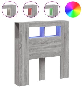 szürke sonoma szerelt fa LED-es fejtámla 100x18,5x103,5 cm