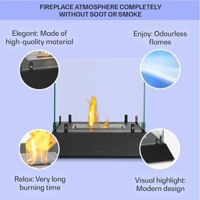 Klarstein Phantasma Cubo, etanol kandalló, rozsdamentes acél égő, füst- és szagmentes, biztonsági üveg