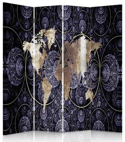Gario Paraván Elegáns világtérkép Méret: 145 x 170 cm, Kivitelezés: Forgó paraván 360°