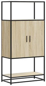 Highboard sonoma tölgy 68x35x139 cm gépelt fa és fém