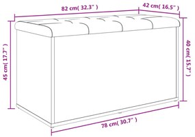 betonszürke szerelt fa tárolópad 82 x 42 x 45 cm