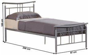Egyszemélyes ágy 90 cm Daija 90 (matt ezüst) (ágyráccsal). 1065237