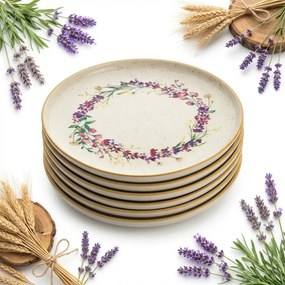 Tányérok 6 db Étkezőtányér Nagy 27cm Kerámia Mezei Virágok Levendula