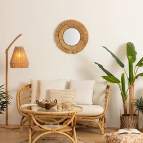 Atmosphera ALBA falitükör, 57 cm átmérő, rafia kivitel