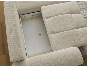 Bézs buklé kinyitható-tárolóhelyes sarokkanapé (jobb oldali-heverő résszel) Roxelane – Bobochic Paris