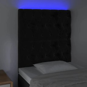 fekete bársony LED-es fejtámla 80x7x118/128 cm