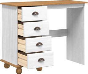 vidaXL Íróasztal fiókkal ASKIM Fehér 95 x 40 x 75 cm Tömör fenyőfa