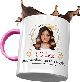 Rózsaszín Bögre Születésnapra 50 50-es 50-es Ajándék Nyomtatott Fotóval