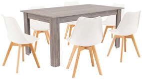 Lola 6+1 étkező garnitúra fehér-yorki tölgy
