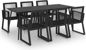 vidaXL 7 részes fekete PVC rattan kültéri étkezőgarnitúra