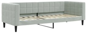 világosszürke kihúzható bársony heverő 80 x 200 cm