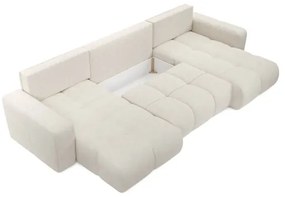 ALMADA U-alakú, kárpitozott, ággyá nyitható ülőgarnitúra ágyneműtartóval, bézs