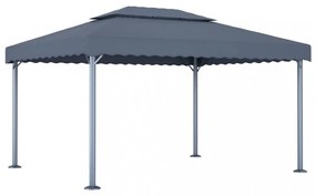 antracitszürke alumíniumpavilon LED fényfüzérrel 400 x 300 cm