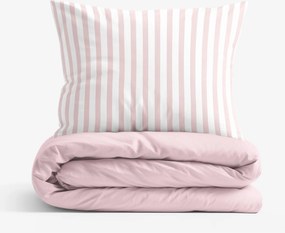 Goldea pamut ágyneműhuzat duo - púderrózsaszín csíkos, púderrózsaszín hátoldal 140 x 200 és 70 x 90 cm