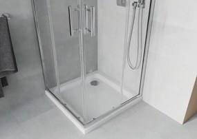 Mexen Rio 90 x 90 cm-es négyzet alakú zuhanykabin, átlátszó, króm + Flat zuhanytálca, fehér - 860-090-090-01-00-4010