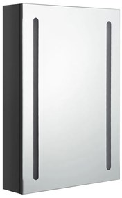 fényes fekete LED-es tükrös fürdőszobaszekrény 50 x 13 x 70 cm