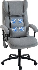 HOMCOM ergonomikus masszázs irodai szék hintáztatással — magas háttámla, 4 dagasztó pont, deréktámasz, állítható magasság, nyomott bársony, szürke | A