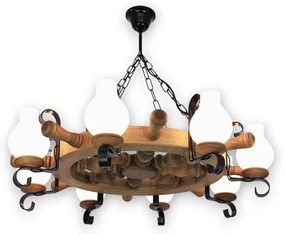 Brilagi - Csillár láncon TIMONA 8xE14/40W/230V bükkfa