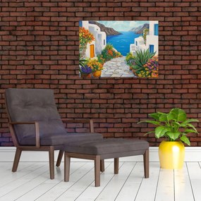 Üveg kép - Görög sikátor (70x50 cm)