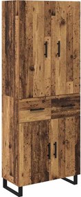 vidaXL Magasfiú 2 pcs Öreg fa 69,5 x 34 x 180 cm Műanyag Fa és Üveg