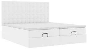 Ottomán ágykeret matracokkal tiszta fehér 180x200cm műbőrrel